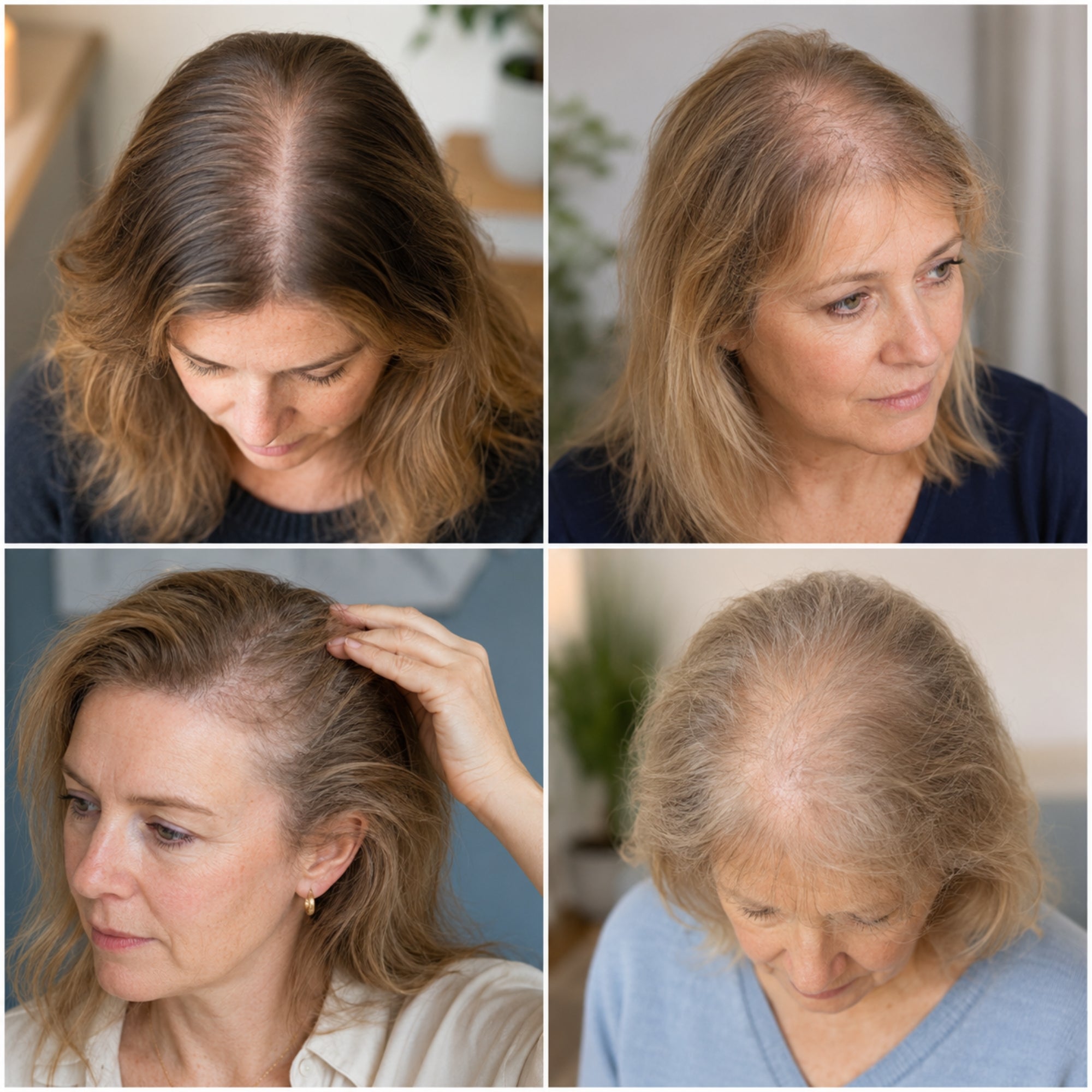 Verschillende patronen van haarverlies bij vrouwen.