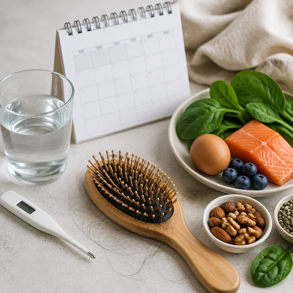 Mögliche Auslöser von Telogenem Effluvium, wie Stress, Krankheit und Hormone